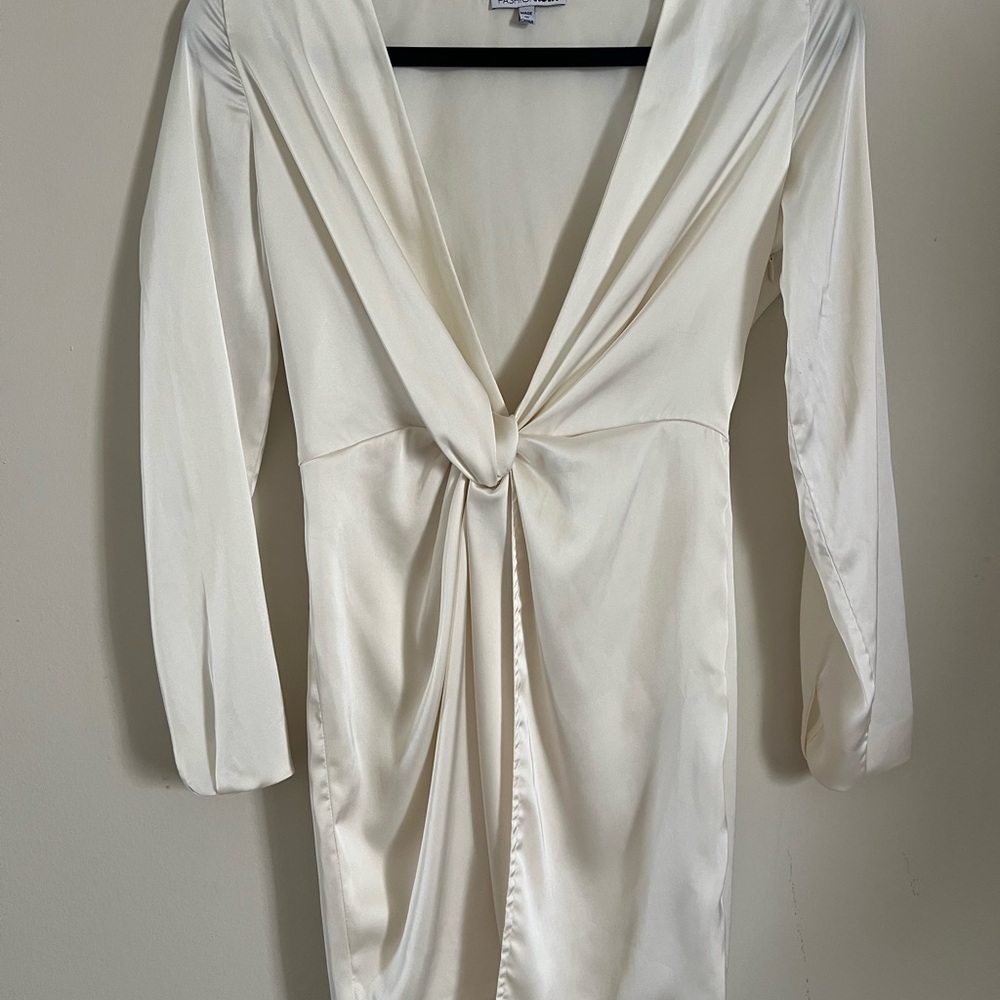 Fashion Nova Cream Twist Front Dress